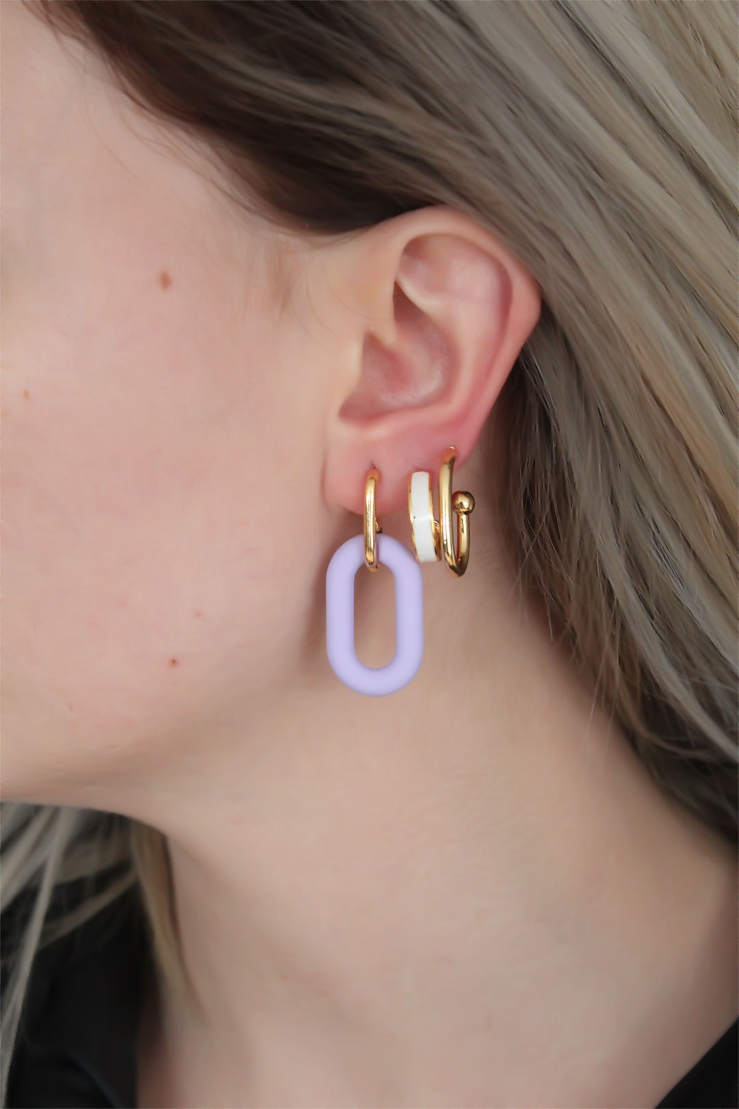 EBJ Lilac Color Long Oval Hoop Earring Set - Slutsk