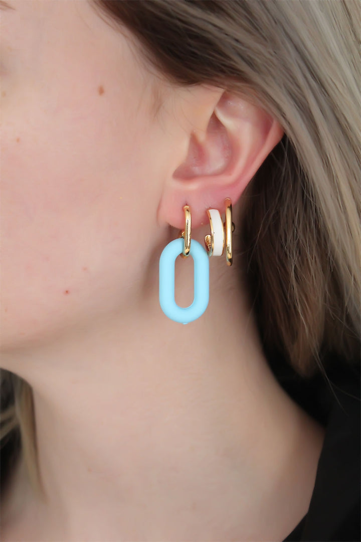 EBJ Blue Color Long Oval Hoop Earring Set - Pessac