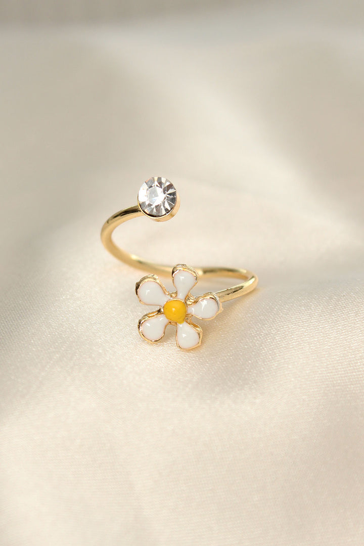 EBJ Daisy Design Zircon Stone Adjustable Ring - Épinay-sur-Seine