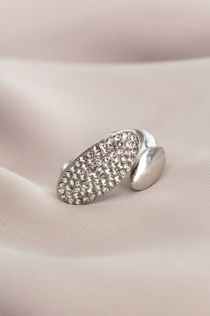 EBJ Adjustable Silver Color Zircon Stone Comma Ring - Alessandria