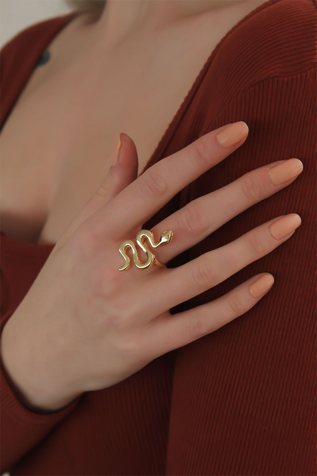 EBJ Adjustable Gold Color Snake Ring - Vawkavysk