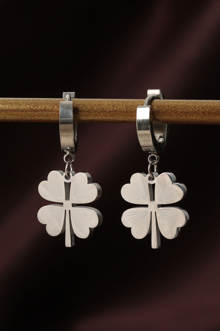 EBJ 316L Stainless Steel Silver Color Clover Earrings - Jackson
