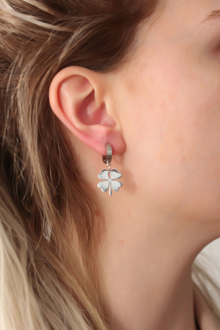 EBJ 316L Stainless Steel Silver Color Clover Earrings - Jackson