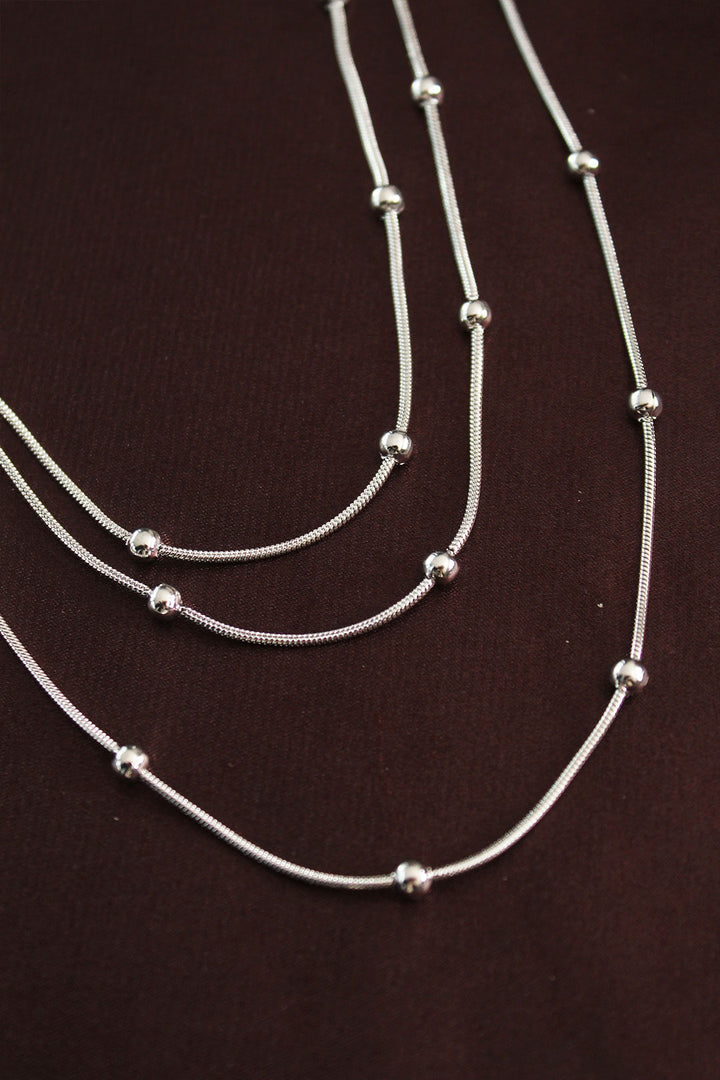 EBJ 316L Çelik Gümüş Renk Minimal Topçuk Model Çoklu Kolye - Eastbourne