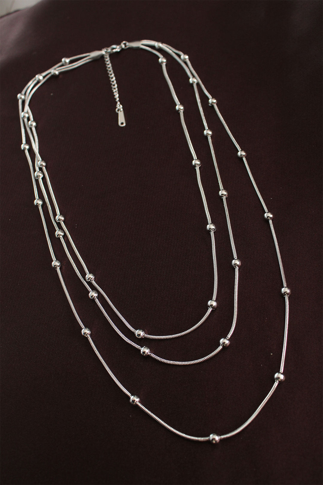 EBJ 316L Çelik Gümüş Renk Minimal Topçuk Model Çoklu Kolye - Eastbourne