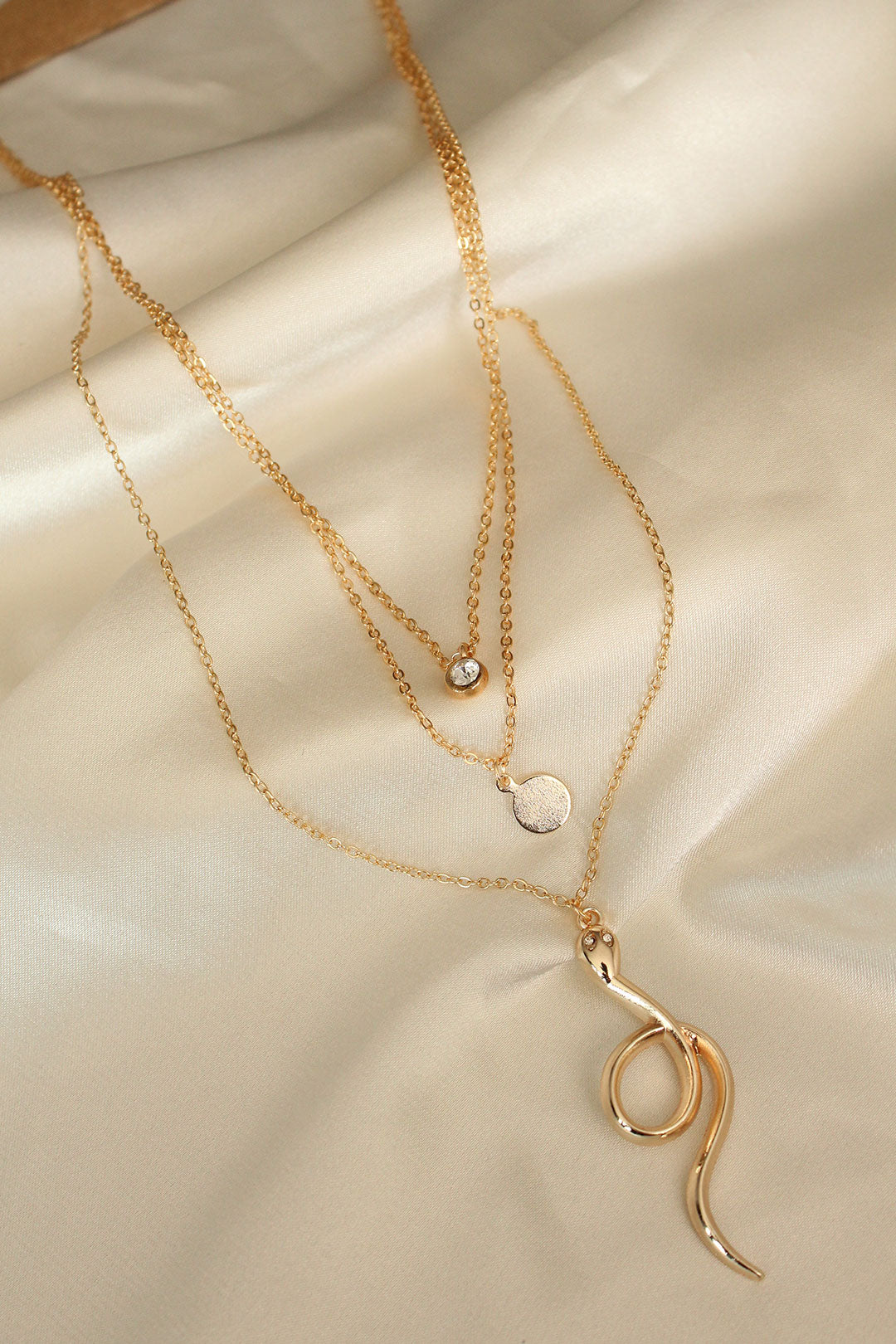 EBJ Snake Figure Zircon Stone Detail Multi Necklace - Apple Valley