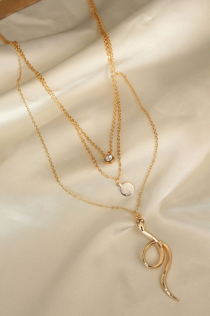 EBJ Snake Figure Zircon Stone Detail Multi Necklace - Apple Valley