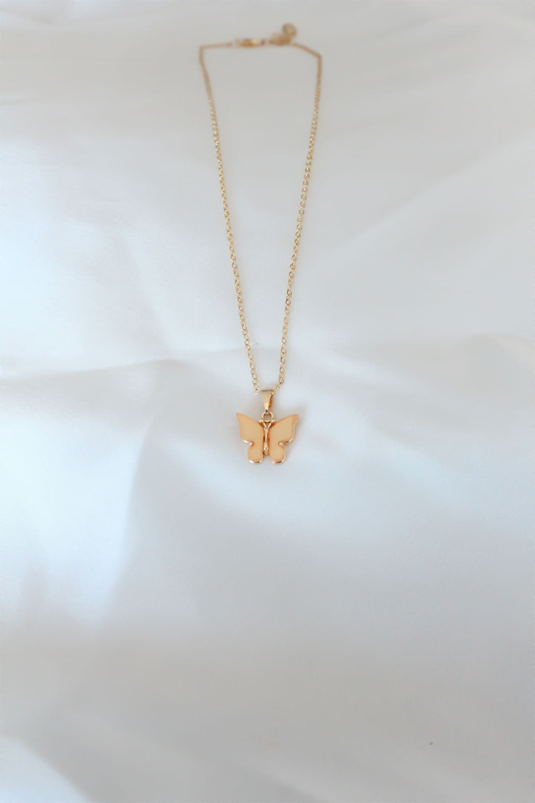 EBJ Gold Plated Yellow Color Mother of Pearl Butterfly Necklace - Sintra