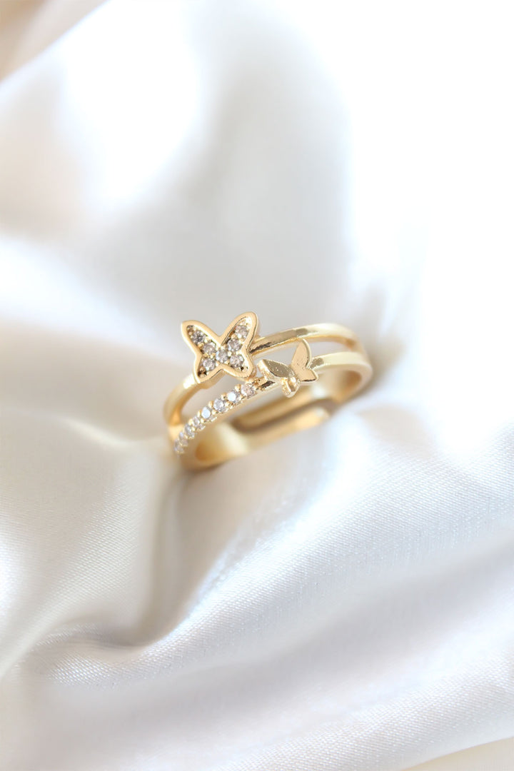 EBJ Gold Plated Butterfly Ring with Zircon Stone - Muskogee