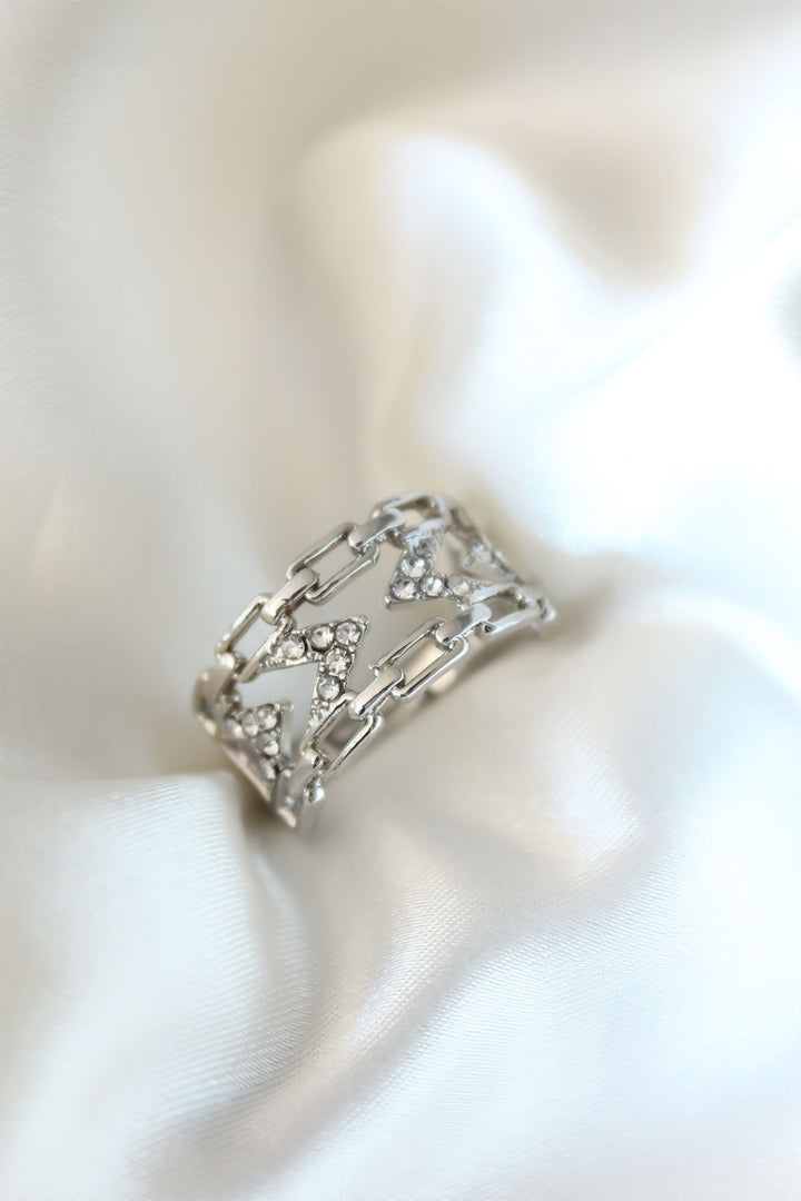 EBJ Silver Plated Zircon Stone Women's Ring - Gold Coast