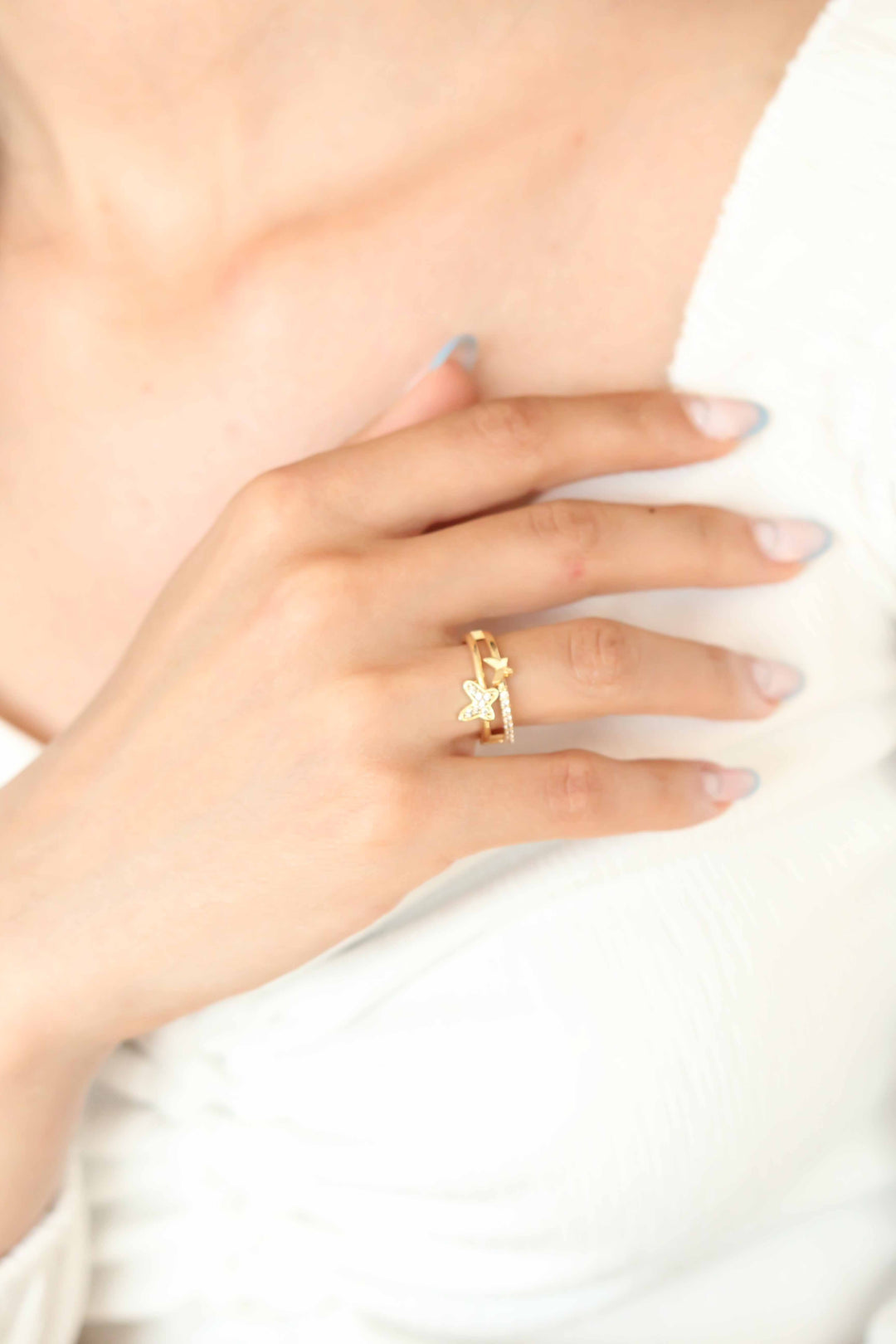 EBJ Gold Plated Butterfly Ring with Zircon Stone - Muskogee