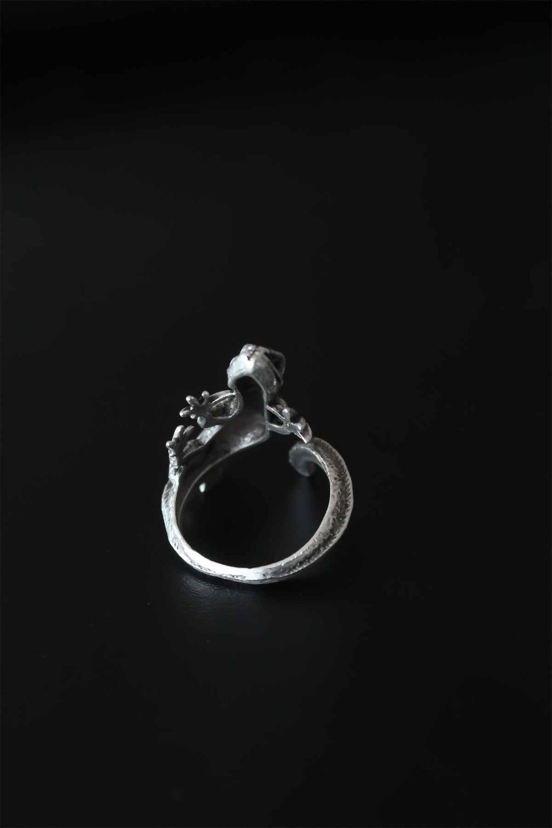 EBJ Lizard Figure Antique Silver Color Adjustable Men's Ring - Dunwoody