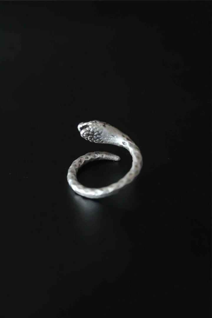 EBJ Snake Shaped Antique Silver Color Adjustable Men's Ring - Parker