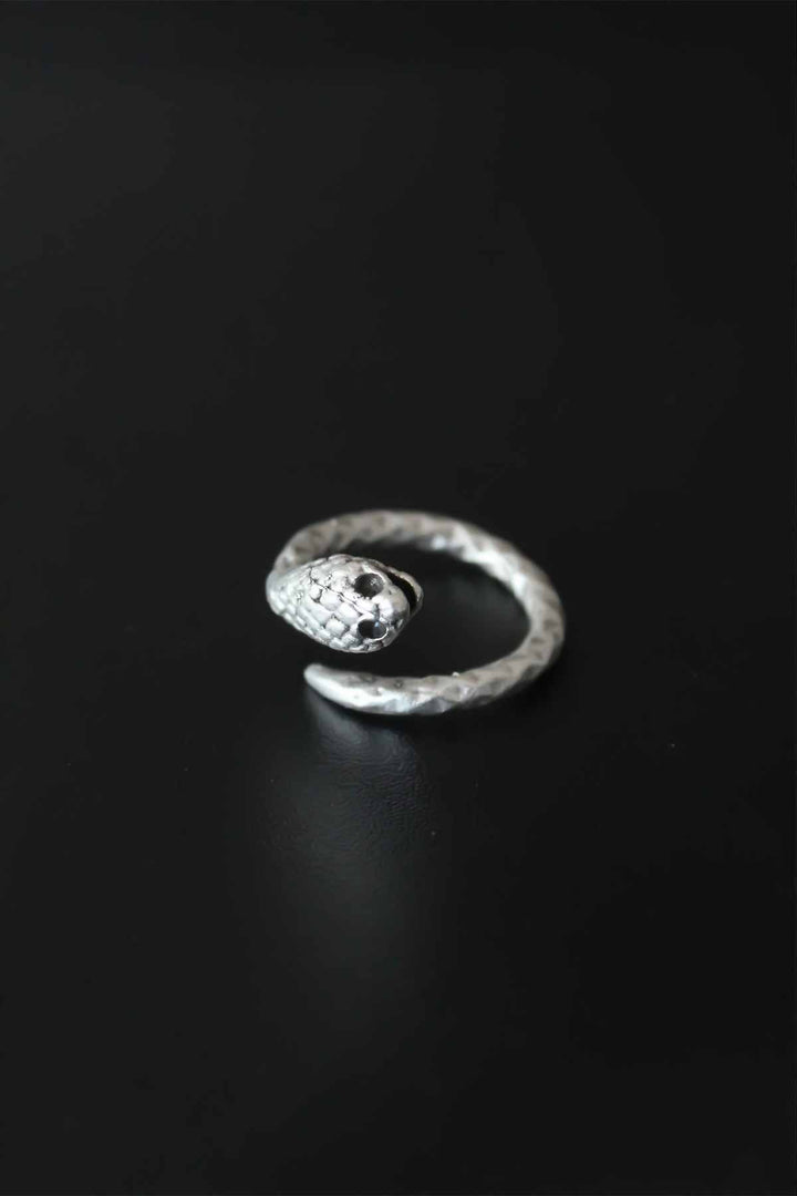 EBJ Snake Shaped Antique Silver Color Adjustable Men's Ring - Parker