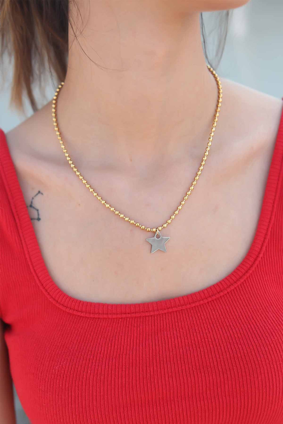 EBJ Star Model Steel Gold Color Women's Necklace - Riverton