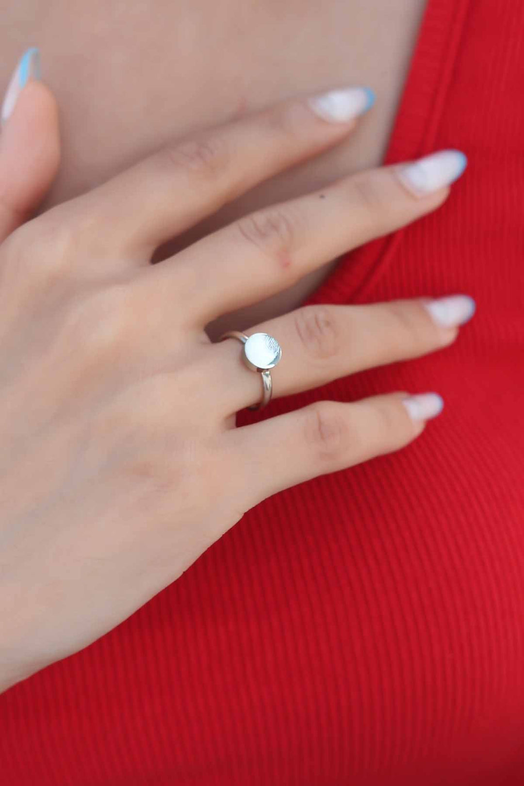 EBJ Round Plate Silver Color Women's Ring - Alphen aan den Rijn