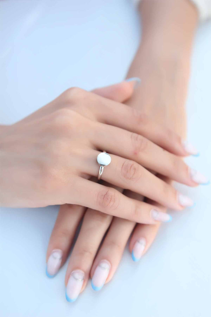 EBJ Round Plate Silver Color Women's Ring - Alphen aan den Rijn