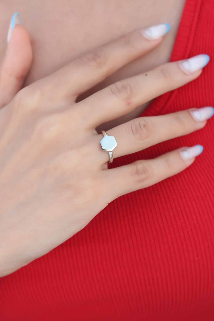 EBJ Square Plate Gold Color Women's Ring - Napa