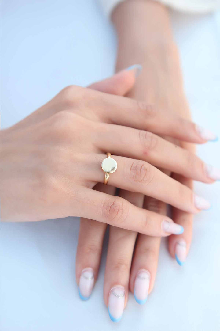 EBJ Circle Plate Gold Color Women's Ring - Fort Worth