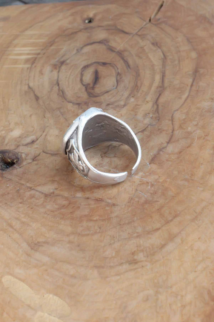 EBJ Axe Patterned Silver Color Adjustable Men's Ring - Cantù