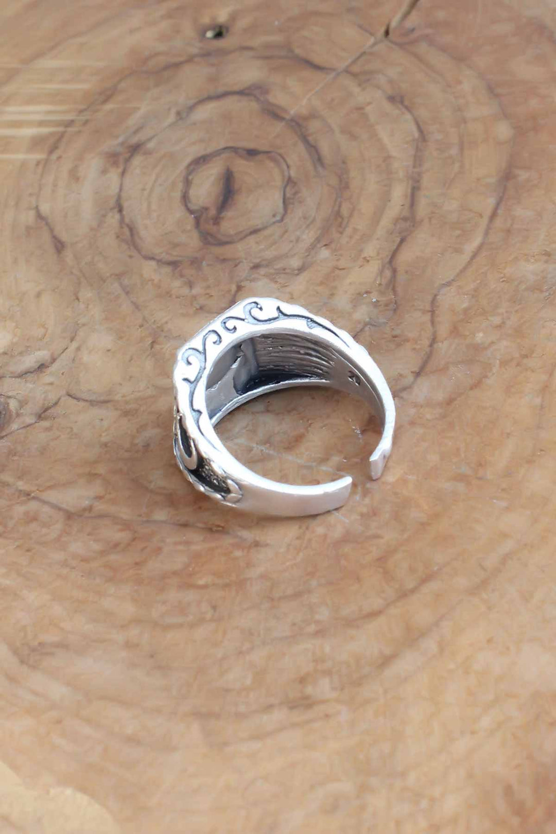 EBJ Silver Color Adjustable Men's Ring with Turkish Flag Pattern - Breda
