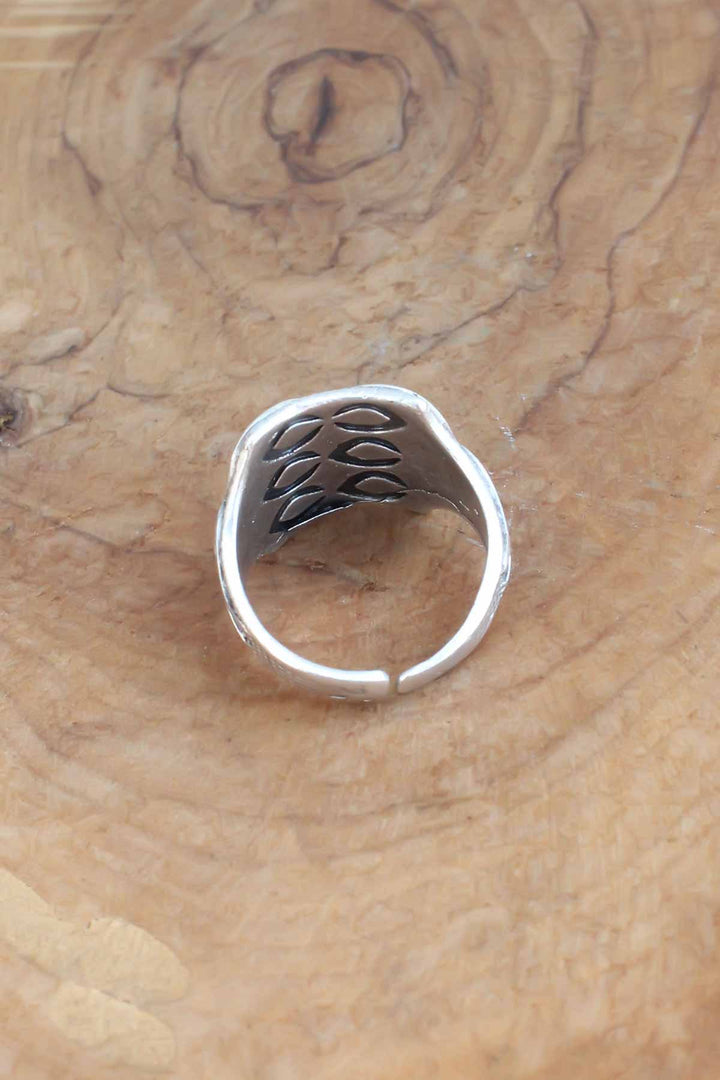 EBJ Patterned Silver Color Adjustable Men's Ring - Norderstedt