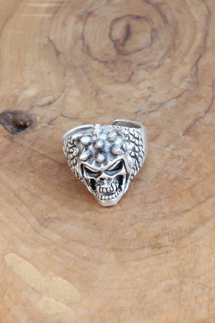 EBJ Silver Color Men's Ring with Helmeted Skull Figure - New Plymouth