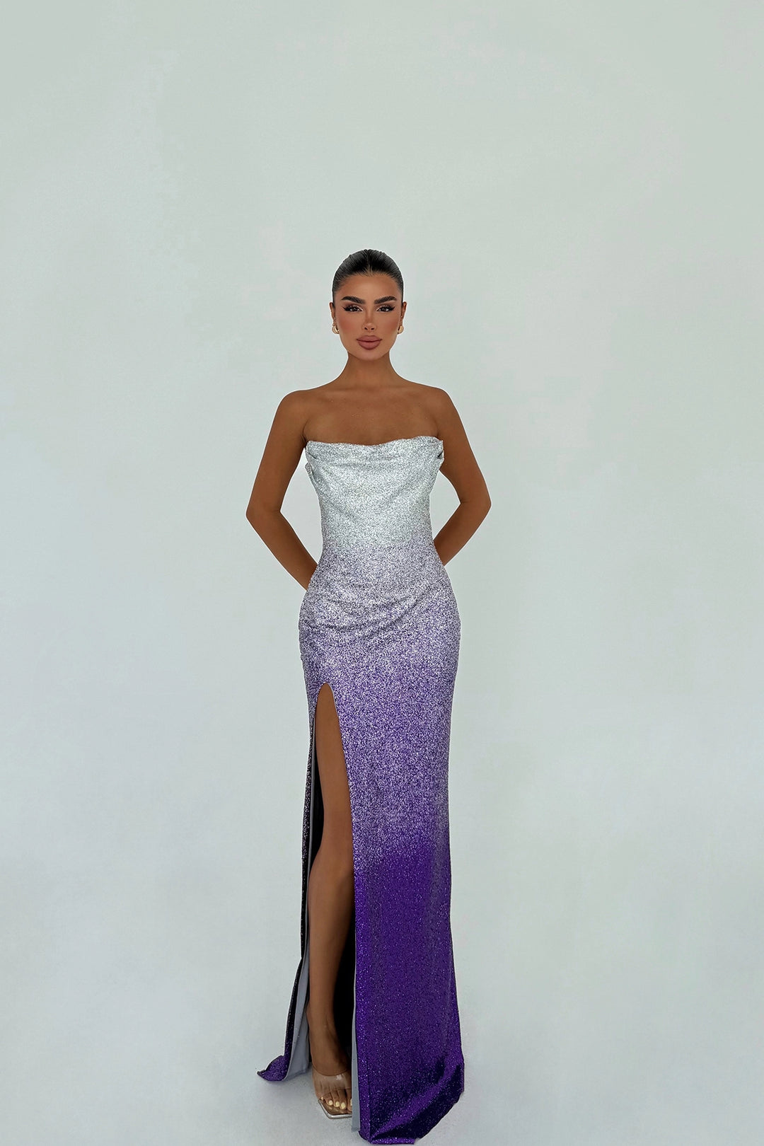 EYY Women Mor Toulon Uzun Yırtmaç Elbise - Marl