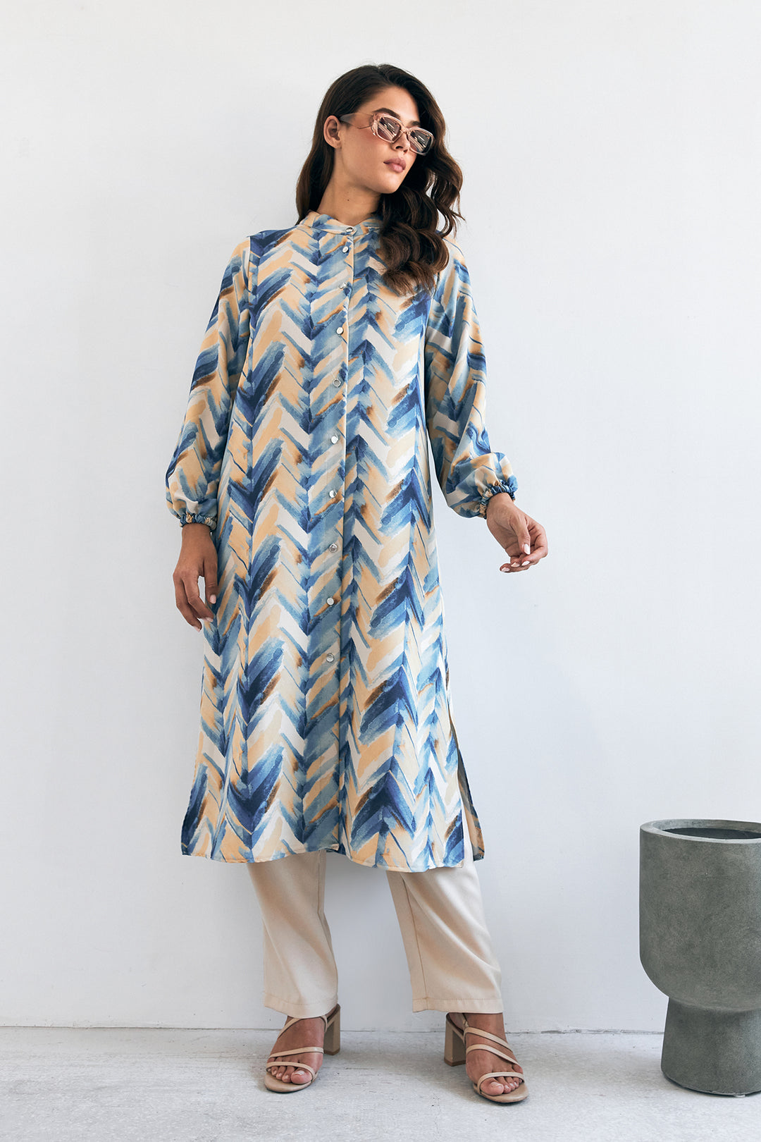 ZRF Women Violet Long Tunic Pants Set - Indigo - Pozzuoli