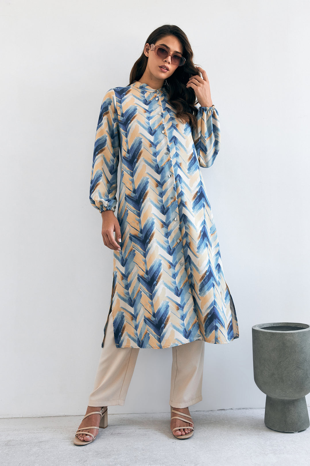 ZRF Women Violet Long Tunic Pants Set - Indigo - Pozzuoli