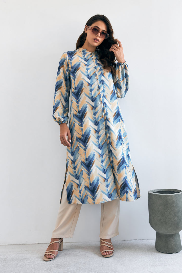 ZRF Women Violet Long Tunic Pants Set - Indigo - Pozzuoli
