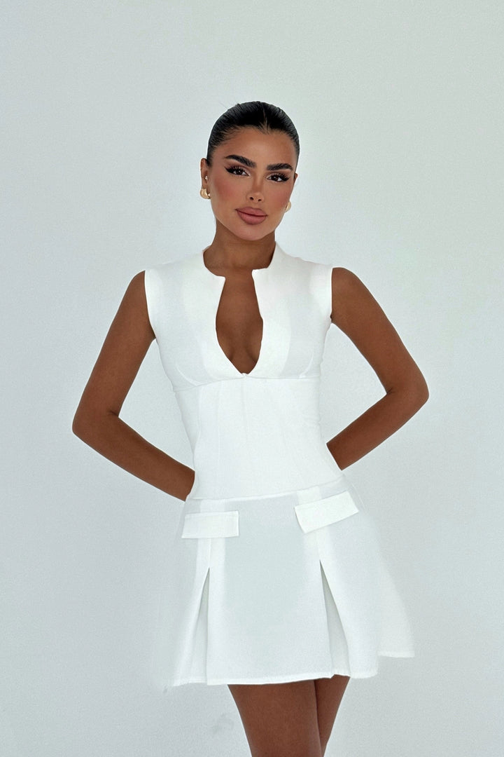 EYY Women White Frilly Mini Dress - Creil