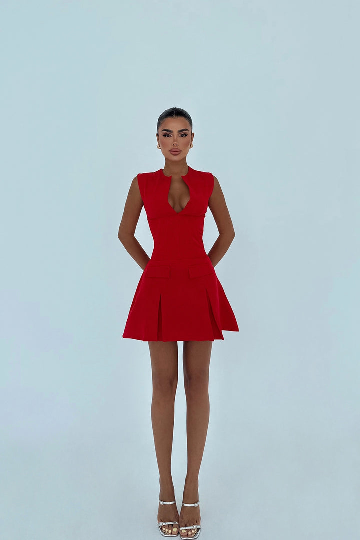 EYY Women Red Pocket Detail Mini Dress - Galátsi
