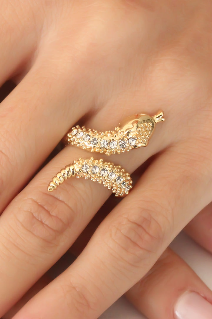 EBJ Gold Color Adjustable Zircon Stone Women Snake Ring - Denton