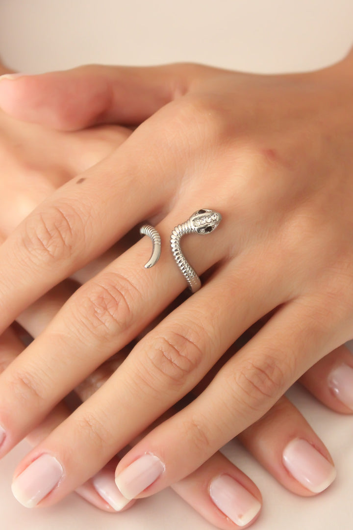 EBJ Adjustable Silver Color Snake Women's Ring - Cergy