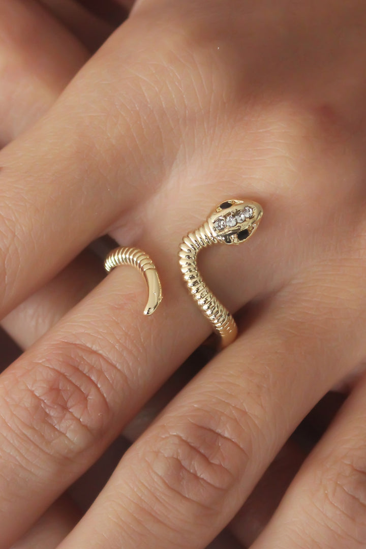EBJ Adjustable Gold Color Snake Women's Ring - Slavuta