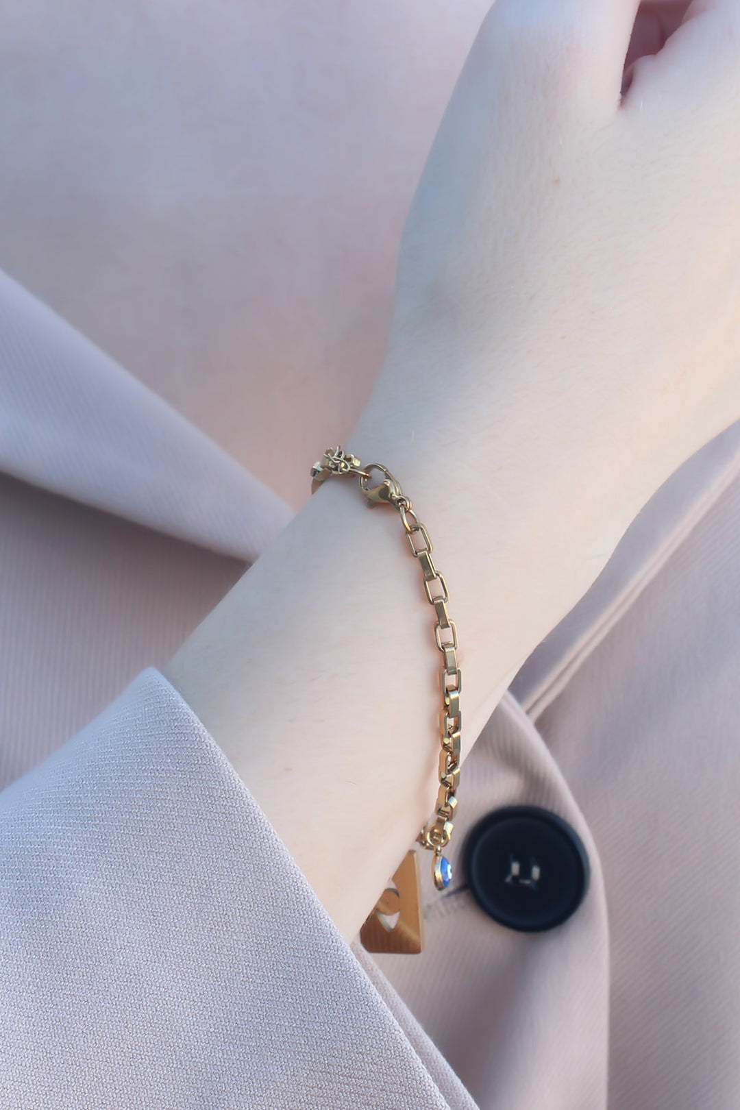 EBJ 316L Non-Tarnish Steel Gold Color Eye and Fatima Hand Women's Bracelet - Leverkusen