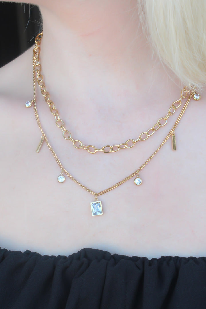 EBJ 316L Stainless Steel Zircon Stone Multi Women's Necklace - Dartford