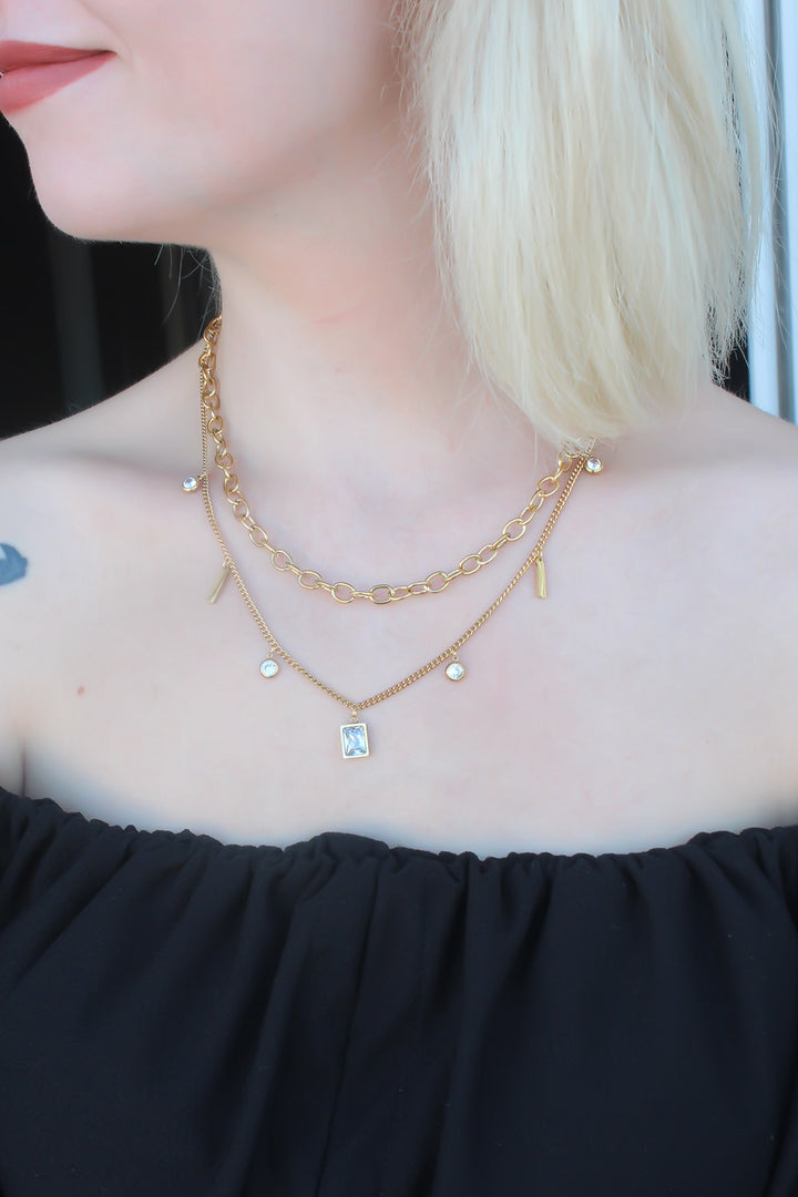 EBJ 316L Stainless Steel Zircon Stone Multi Women's Necklace - Dartford