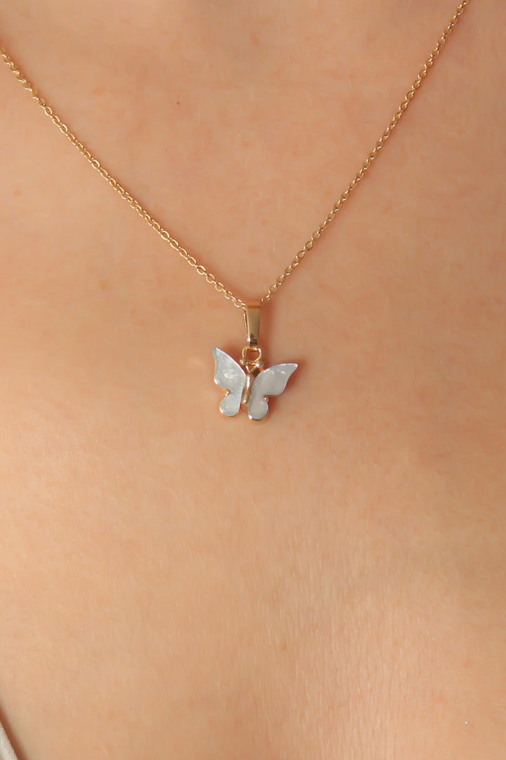 EBJ Gold Blue Color Butterfly Figure Women Necklace - Monterey Park
