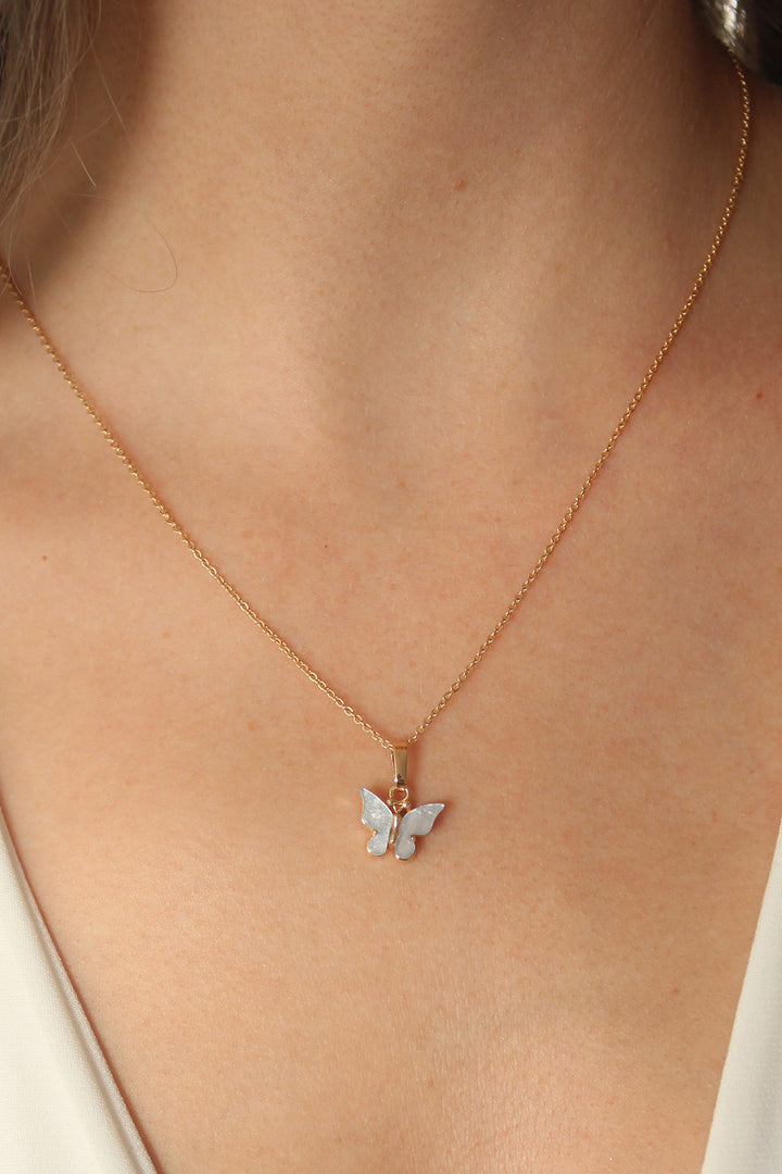 EBJ Gold Blue Color Butterfly Figure Women Necklace - Monterey Park