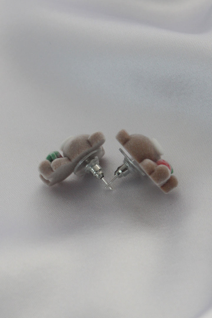 EBJ Brown Teddy Bear Figurine Strawberry Detail Women's Earrings - Pesquería