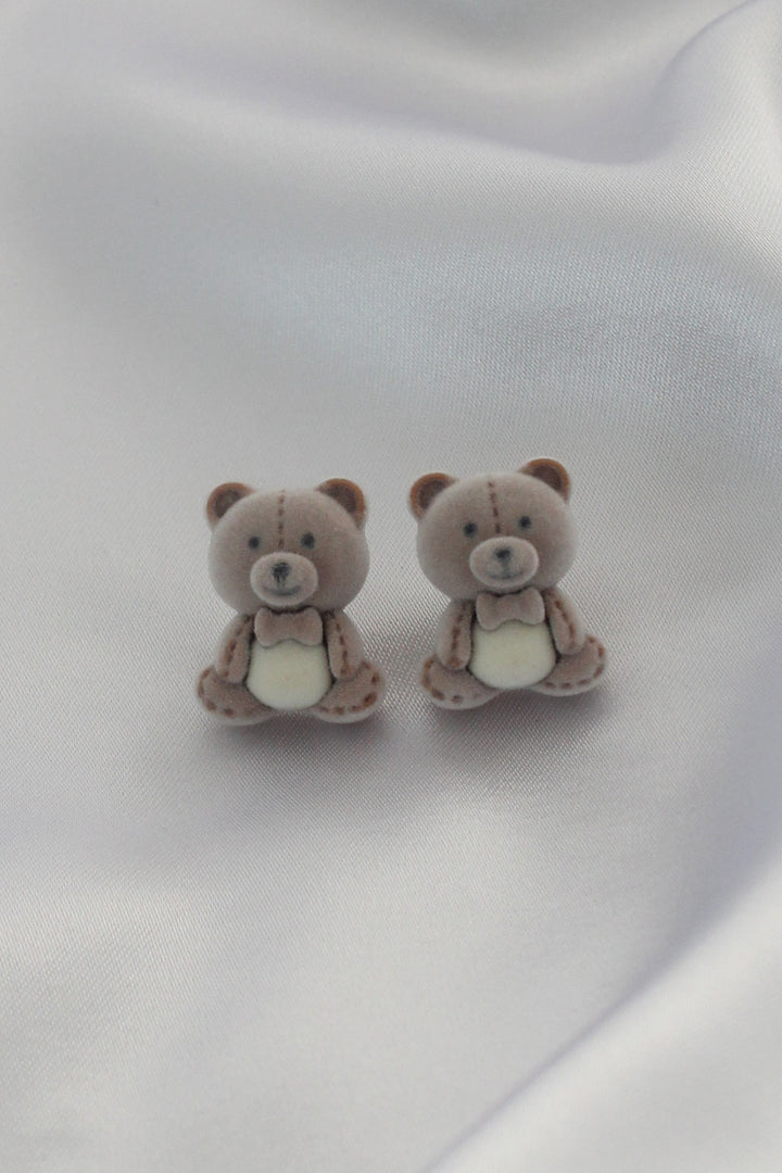 EBJ Light Brown Color Teddy Bear Women Earrings - Dunstable