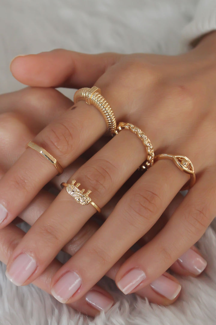 EBJ Gold Color Chain Model Women's Ring Combination - La Roche-sur-Yon