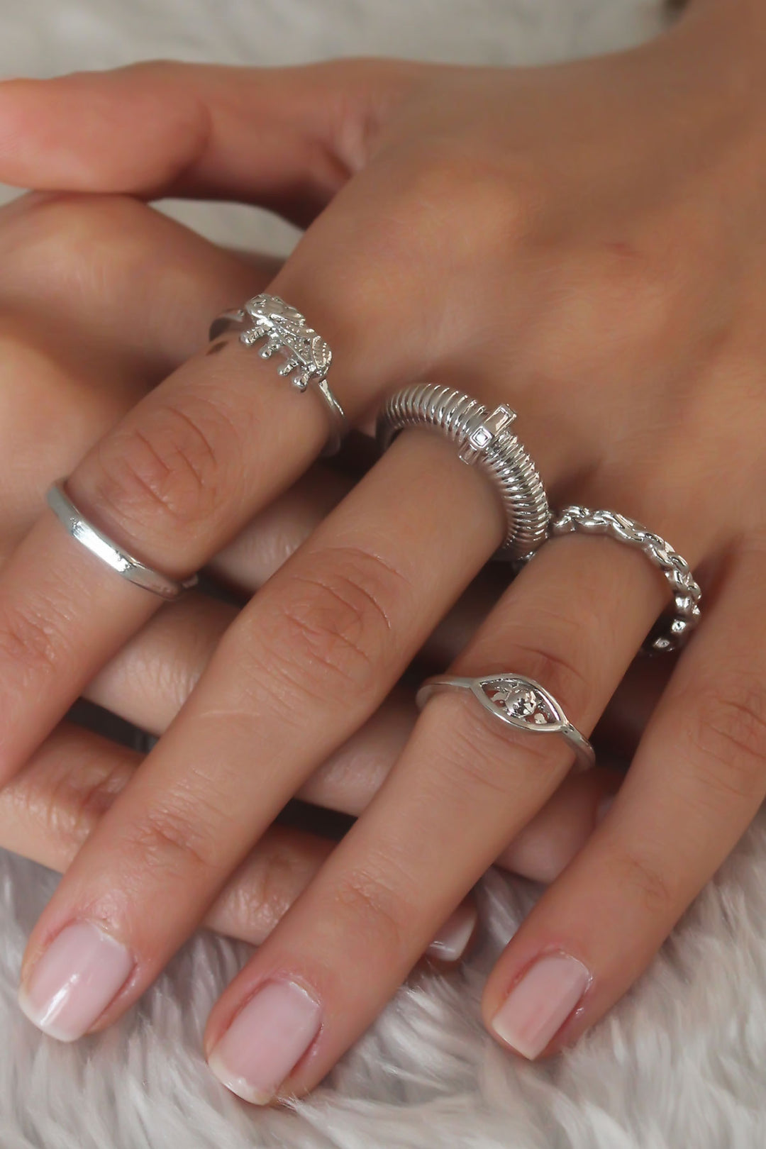 EBJ Silver Color Spiral Model Women's Ring Combination - New Tecumseth