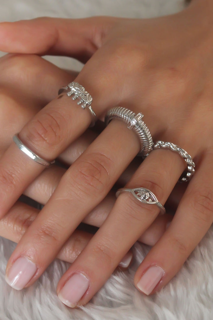 EBJ Silver Color Spiral Model Women's Ring Combination - New Tecumseth