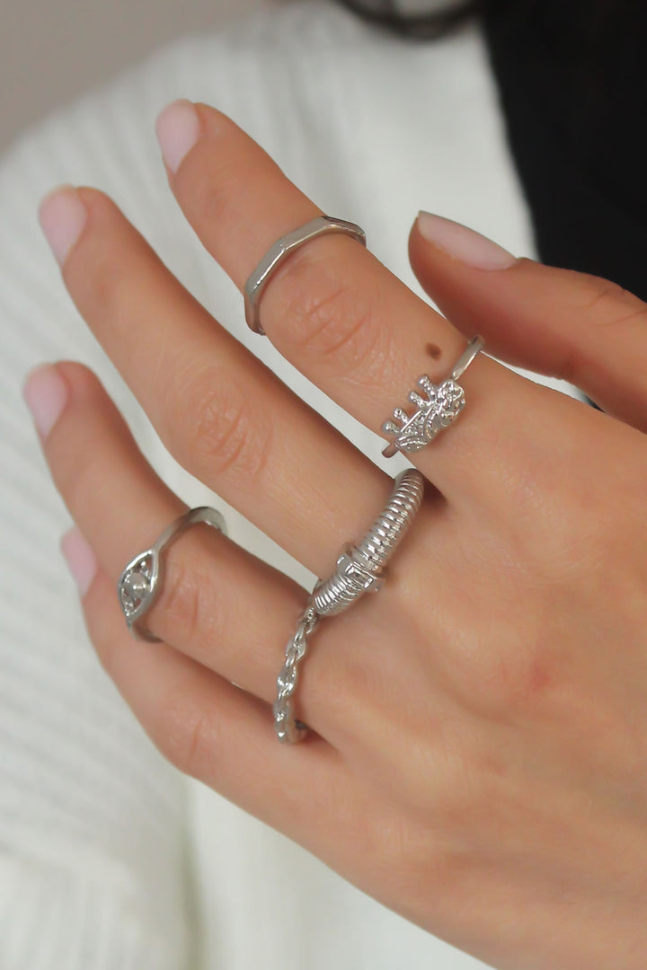 EBJ Silver Color Spiral Model Women's Ring Combination - New Tecumseth