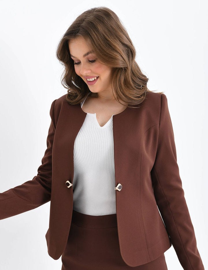 NDL Women Brown Women's Suit with Pencil Skirt - Swords