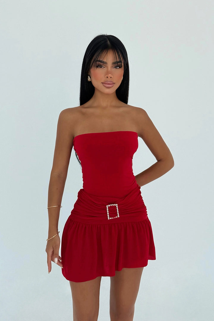 EYY Women Red Jody Mini Dress with Stone Accessorize - Castleford