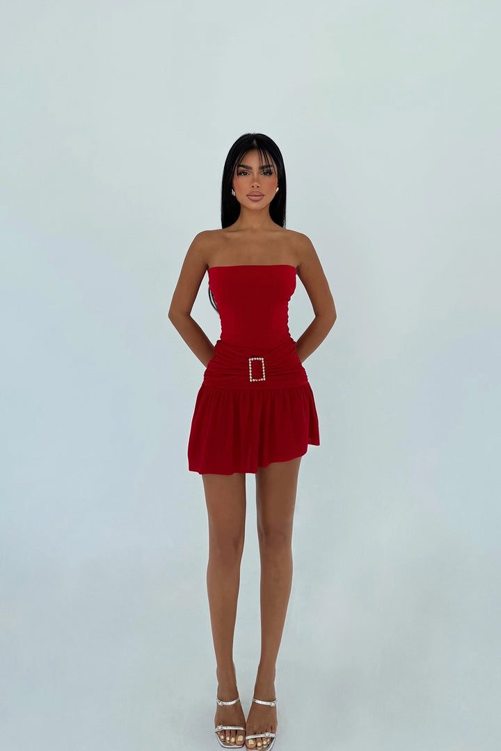 EYY Women Red Jody Mini Dress with Stone Accessorize - Castleford